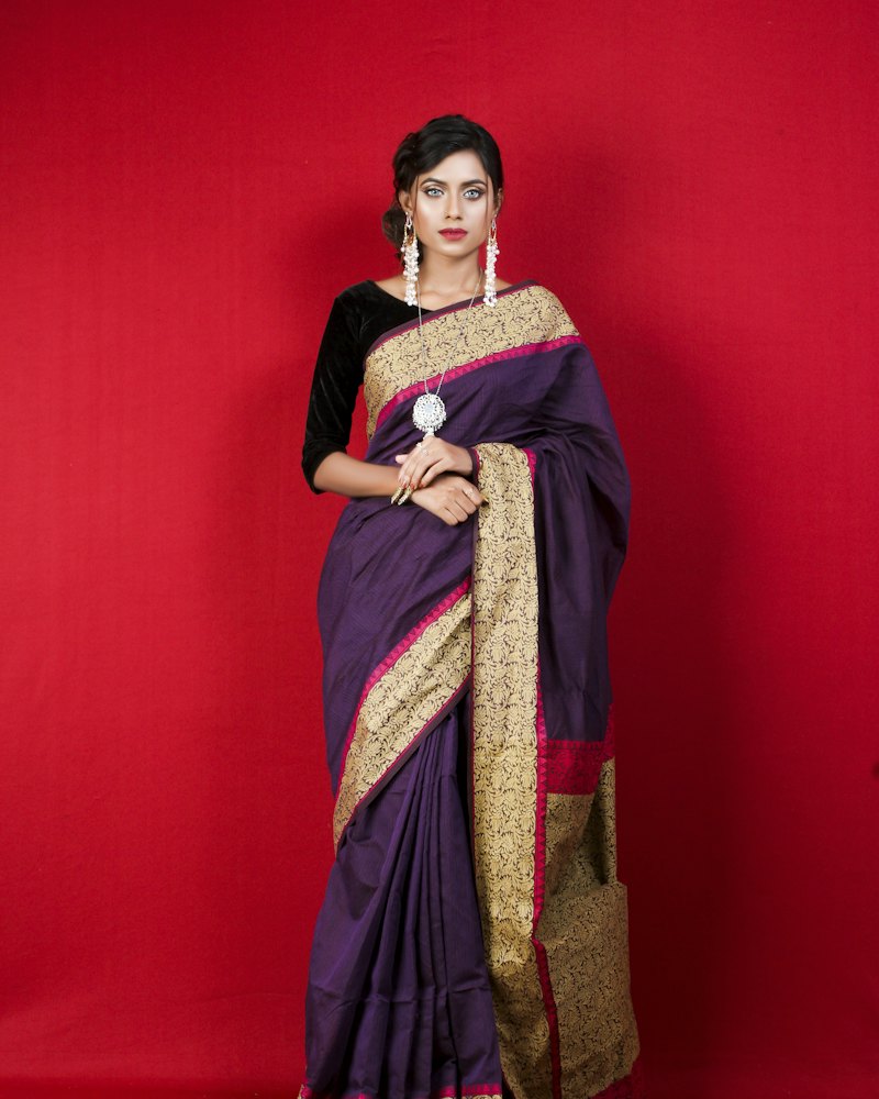 Printed saree — Red (women)